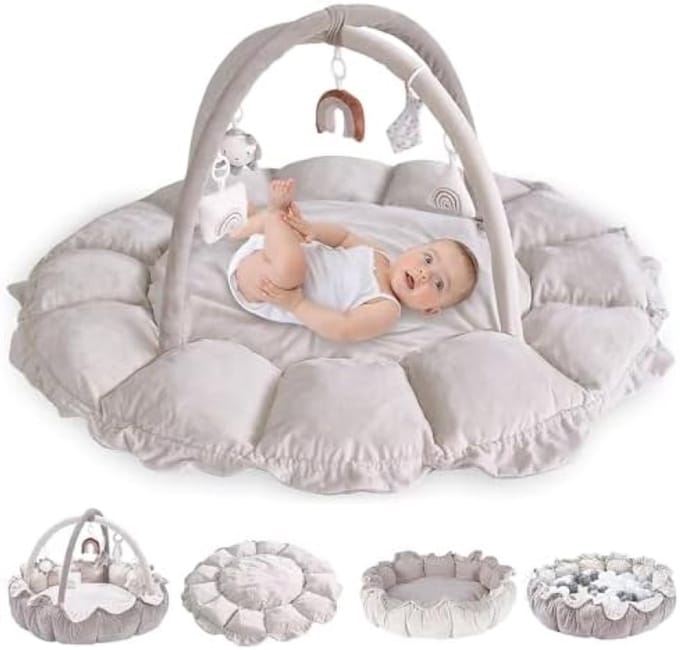 Multifunctionele Speelmat met Speelboog voor Baby's - Zachte Kruipmat met Verwijderbaar Speelgoed