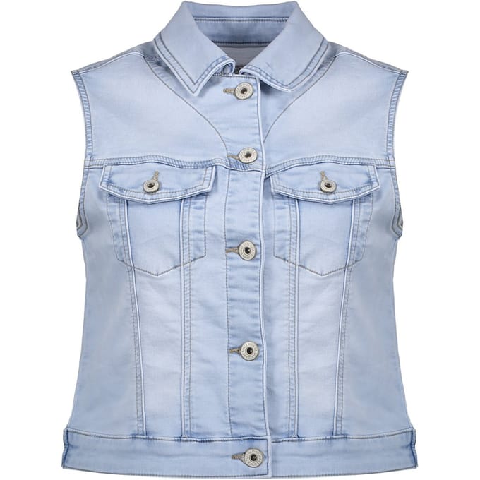 Geisha Jeans Jacket Sleeveless Bleached Denim Taglia: M | Gilet Outlet | Donna | Blu