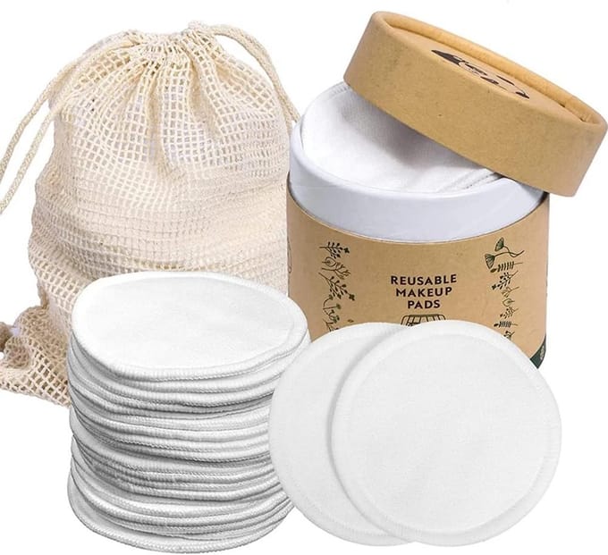 20 Herbruikbare Make-up Remover Pads van Bamboe & Katoen met Waszak en Opbergdoos