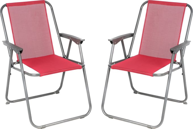 Sunnydays Picnic camping/strand stoel - 4x - aluminium - inklapbaar - roze - L53 x B55 x H75 cm