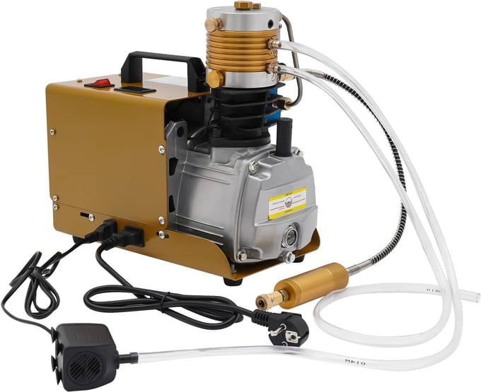 Hoge Druk Compressor - Elektrische Pomp - Cilinders Vullen - Automatische Drukregeling - 300 Bar - Bruin Goud