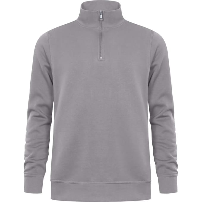 Unisex Troyer Trui met driekwartsrits Light Grey - S