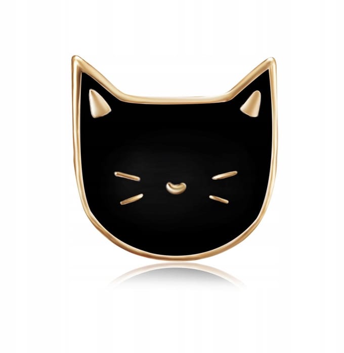 Pinets Pets Collectie - Broche - Zwart Katje - Stop Metaal - 1,0 cm