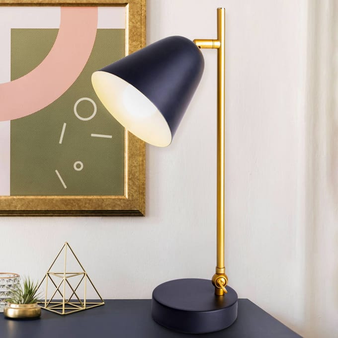 Näve Tafellamp Triton in zwart en goud