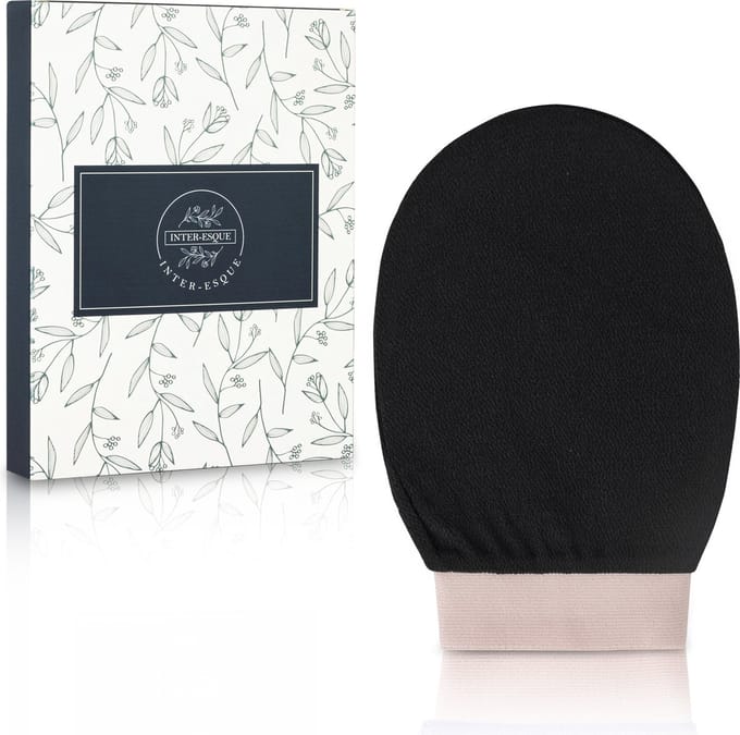 INTER-ESQUE Scrub Handschoen - Exfoliating Glove - Scrub Washand - Zwart
