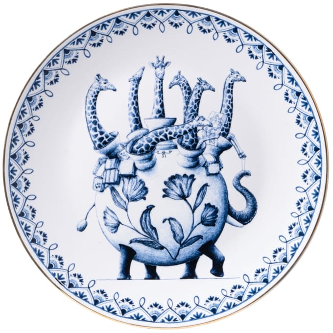 Heinen Delfts Blauw - Wandbord Redmer Hoekstra - Giraffe - Keramiek - 31 cm