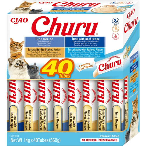 Inaba Ciao Churu Creamy Puree Liquid Kattensnack Tonijn variëteiten 40x14g