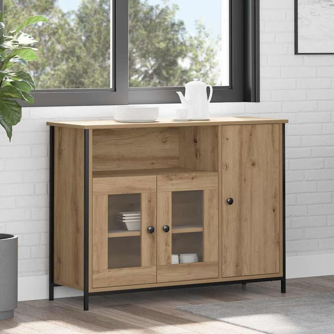 vidaXL - Dressoir - Artisan - Eiken - 100 - x - 35 - x - 75 - cm