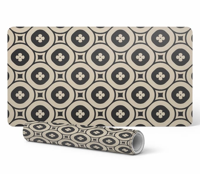 Decoratieve gaming bureaumat met geometrisch retropatroon 90x45 cm