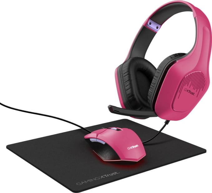 Trust GXT 790 Headset Bedraad Hoofdband Gamen Zwart, Roze
