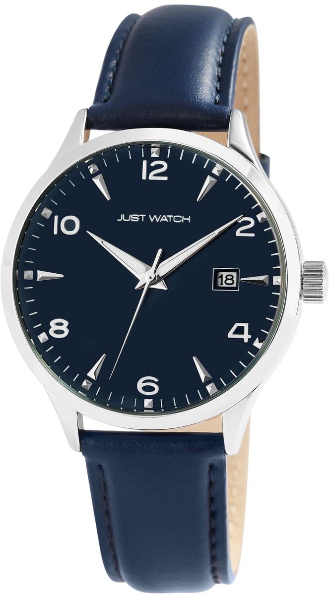 JUST WATCH Herenhorloge echt leer Heriat, datumaanduiding