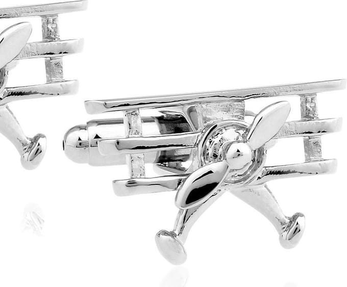 Montebello Manchetknopen Plane 5- 316L Staal - Vliegtuig - 20x12mm
