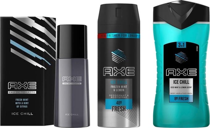 AXE Set Ice Chill - Edt 50 ml Spray / Deo Spray 150 ml / Douchegel 250 ml met 3in1 formule