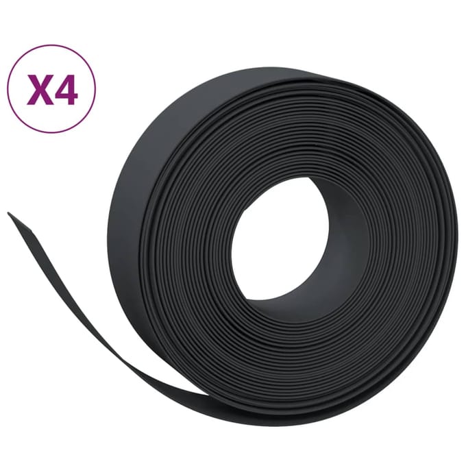 vidaXL - Tuinranden - 4 - st - 10 - m - 15 - cm - polyetheen - zwart