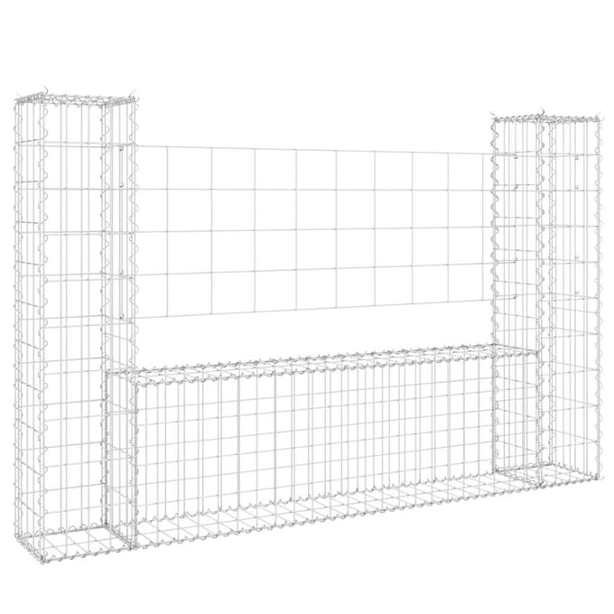 vidaXL - Schanskorf - U-vormig - met - 2 - palen - 140x20x100 - cm - ijzer