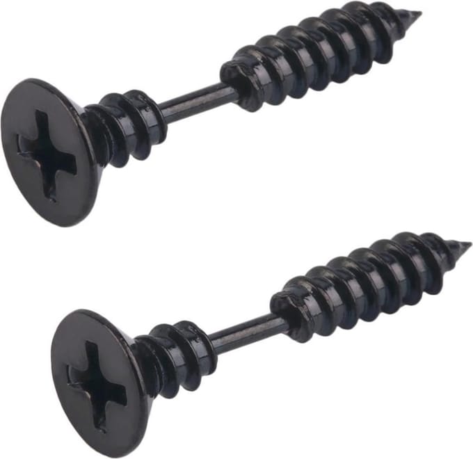 Fako Bijoux® - Oorbellen - Schroef - Schroeven - Zwart