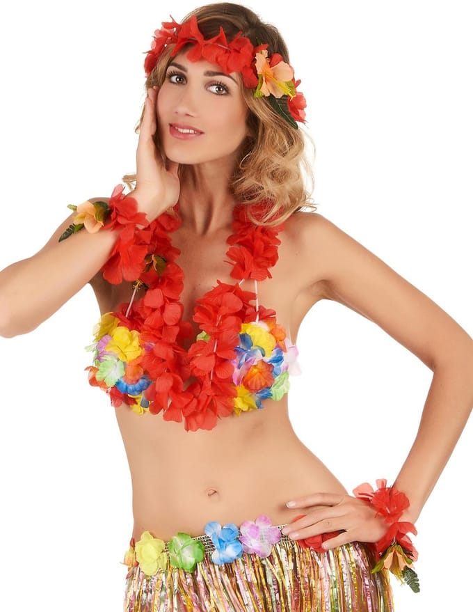 Vegaoo - Rode Hawaii set voor volwassenen