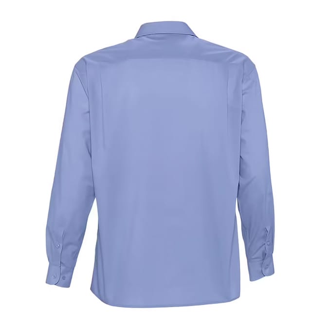 SOLS Heren Baltimore Poplin Overhemd met Lange Mouwen (Middenblauw)