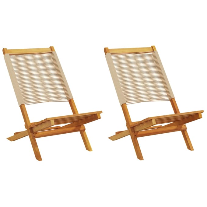 vidaXL - Tuinstoelen - 2 - st - massief - acaciahout - en - polypropeen - beige