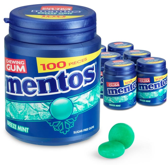 Mentos Gum Breeze Mint - Kauwgom - Suikervrij - 1x6stuks