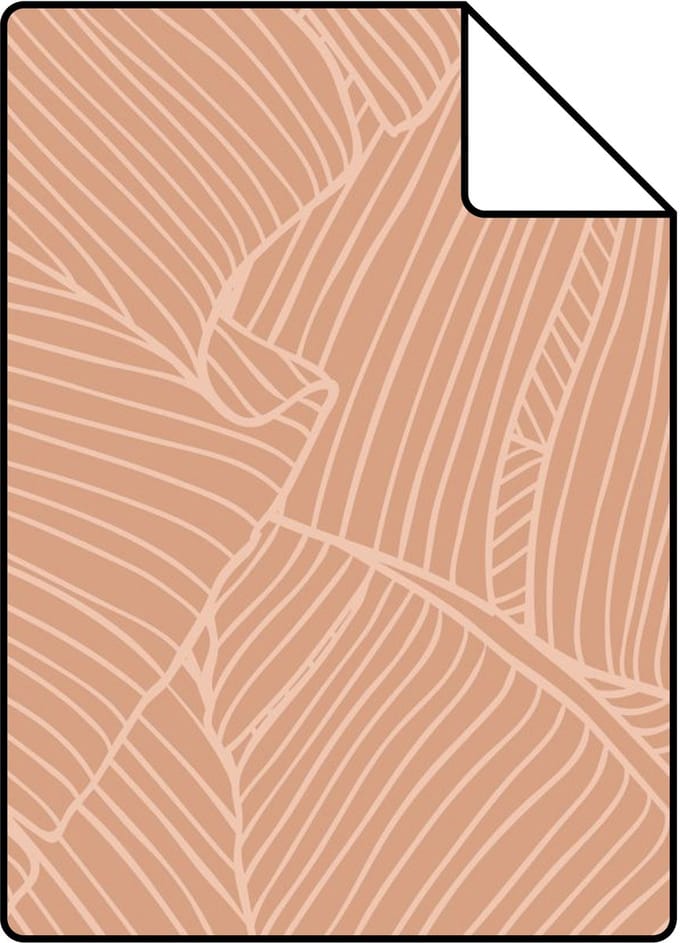 Proefstaal ESTAhome behang bladeren terracotta roze - 26.5 x 21 cm - 130933-S