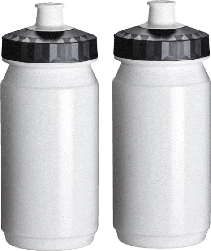 Waterfles Kind 2x 550 ml Wit Zwart Drinkbus Fiets Bidon