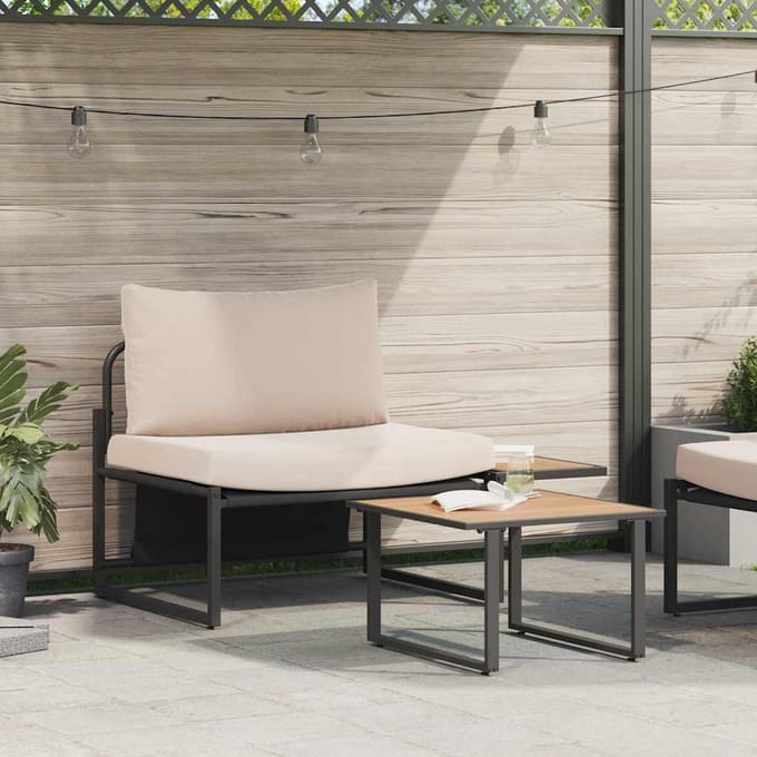 vidaXL - Tuinbank - Set - 2 - st - Taupe - Staal