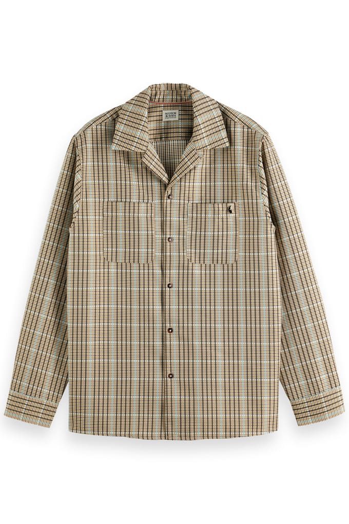 Scotch & Soda Viscose Minimal Check Shirt Brown Check Taglia: M | Camicie Casual Outlet | Uomo | Marrone