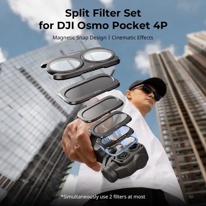 SmallRig Split Filter Kit voor DJI Osmo Pocket 4P met ND16 / ND64 / ND256 / CPL filterbasis met meerlaagse coatings -6476