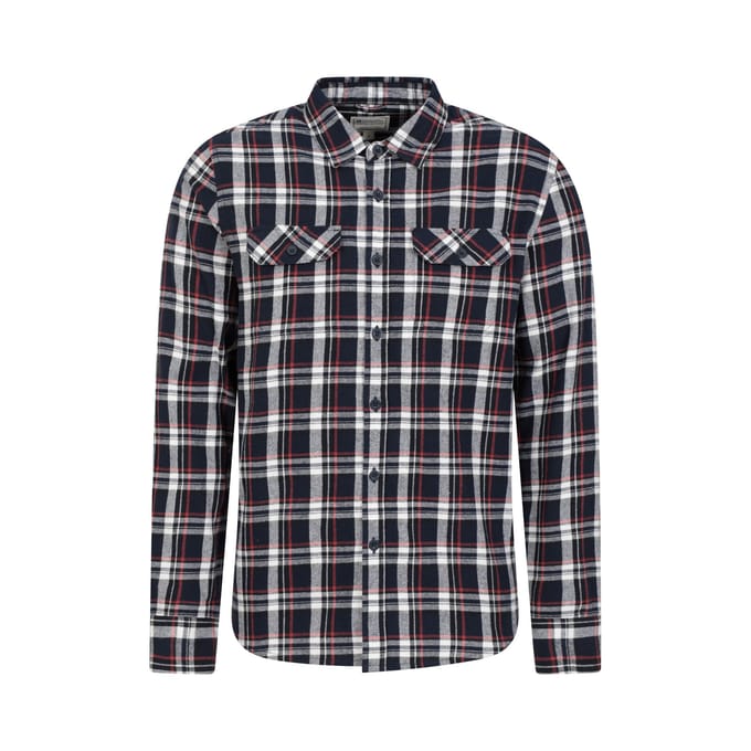 Mountain Warehouse Heren Overhemd met lange mouwen in molton (Blauw)