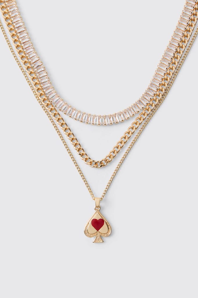 Geschopte Bedel Gelaagde Ketting Halsketting | Gold