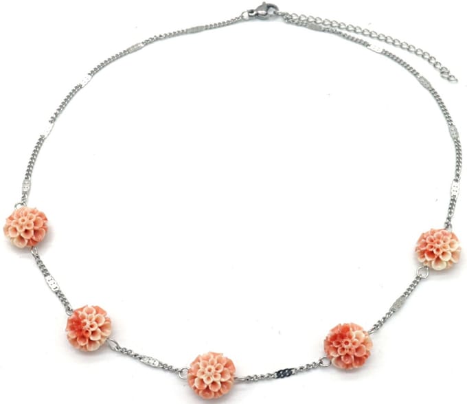 Ketting met Bloemen - RVS - Lengte 39-44 cm - Zilverkleurig