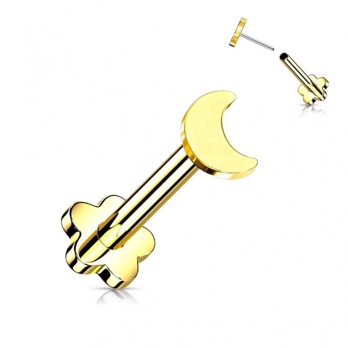 Piercing titanium push in maantje 1.2x8 - goud - LMPiercings
