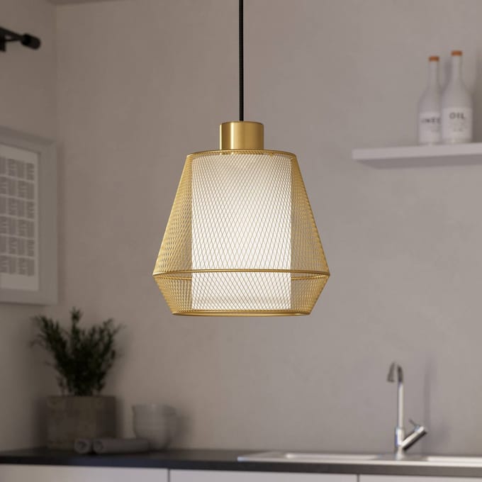 EGLO Ciudadela Hanglamp - E27 - Ø 18 cm - Zwart|Goud|Wit - Staal|Textiel