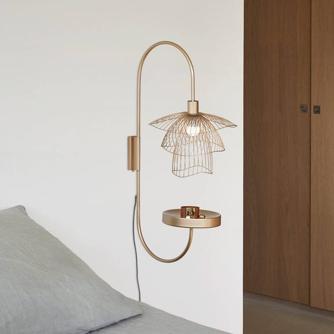 Forestier wandlamp Papillon XS, crème, metaal, E14
