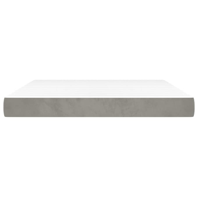 vidaXL - Pocketveringmatras - medium - king - 193x203x20 - cm - fluweel - lichtgrijs