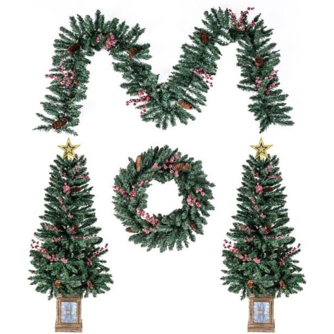 Coast Kerstdecoratie Set - Boom - Slinger - Krans - Entree - PVC - 4-delig