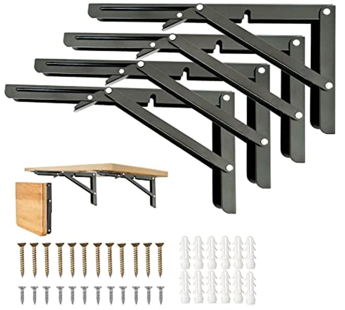 Ruimtebesparende Opvouwbare Plankbeugels - 45 cm - Zware Kwaliteit - Inklapbare Beugels voor Wandmontage