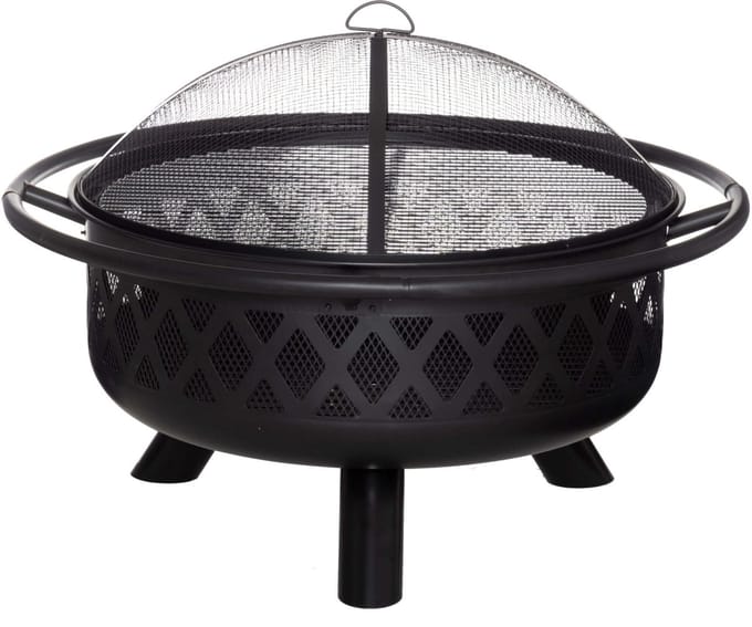 Mustang Vuurschaal met Grillrooster Ø67 cm – Luxe Fire Pit BBQ – Zwart/Brons – 91 cm