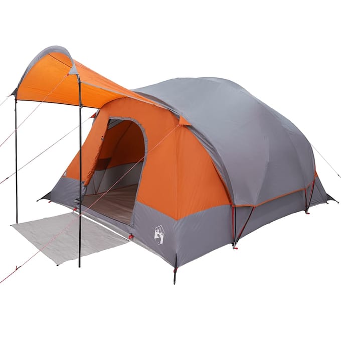 vidaXL - Tunneltent - 8-persoons - waterdicht - grijs - en - oranje