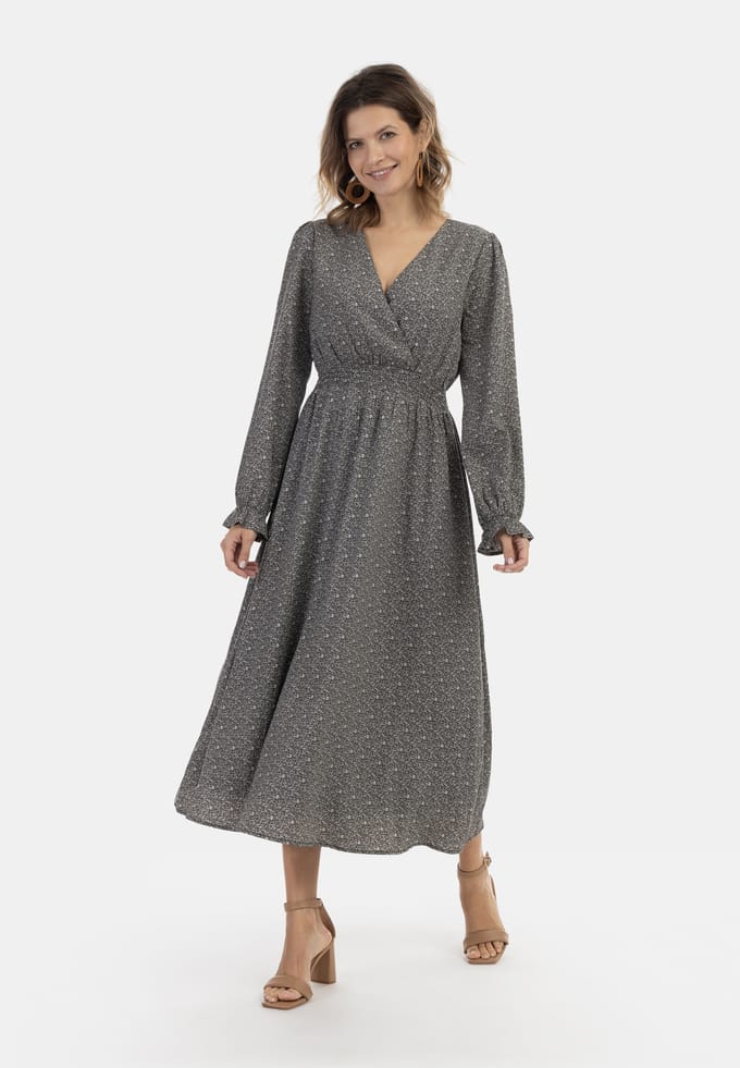 usha Maxi-jurk met all-over print nowles Dames zwart/beige