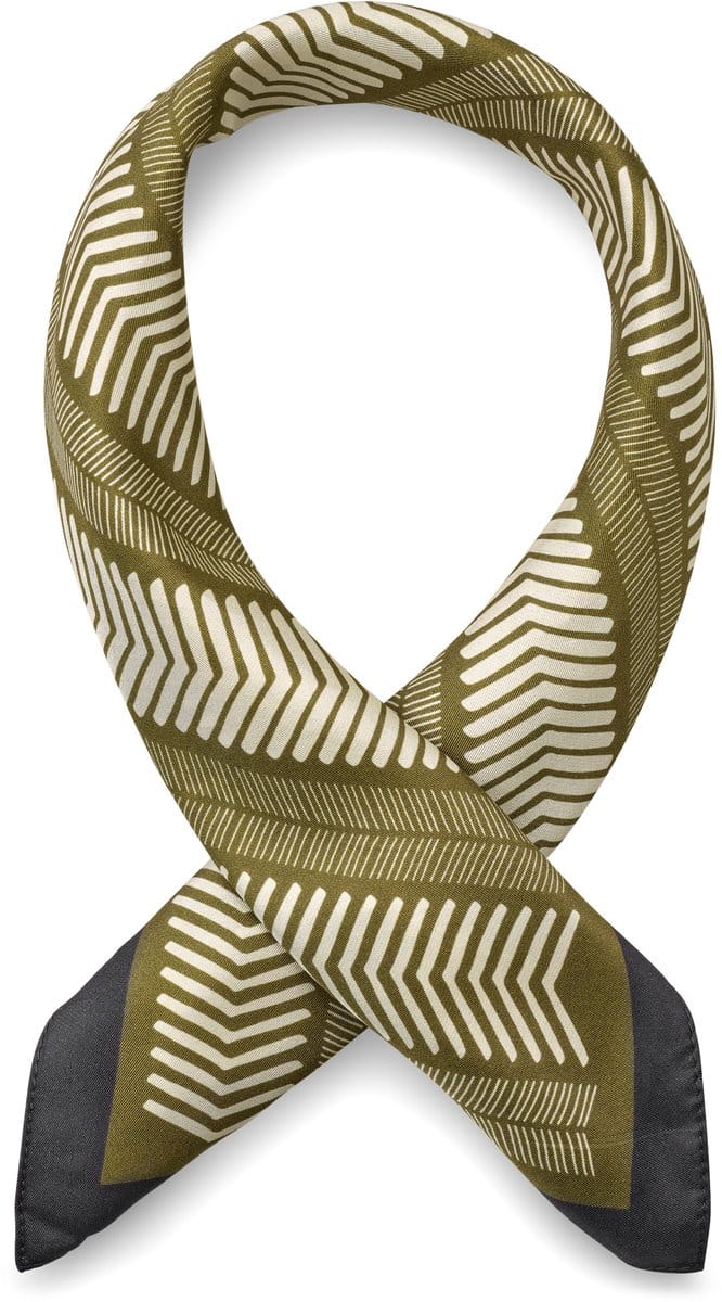 Virtuo | Zijden halsdoek met donkerbruin en beige streeppatroon