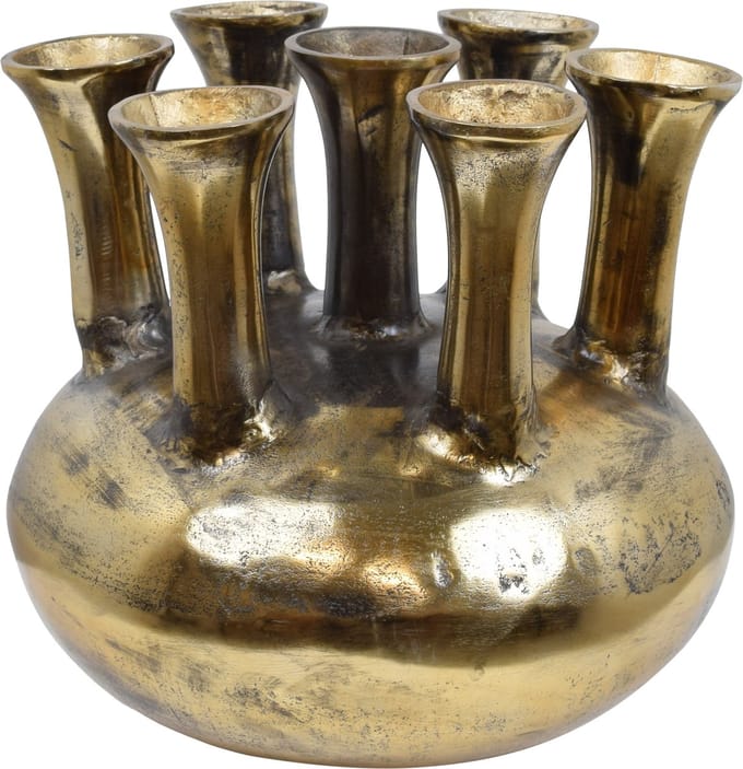 LOFT42 Jenna Tulpenvaas XL - 7 Toeters - Antique Goud - Aluminium