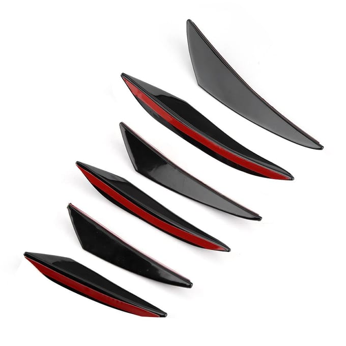 6 Stuks Glanzend Zwart Auto Voorbumper Windmes Sierstrips Voorbalk Universeel gray