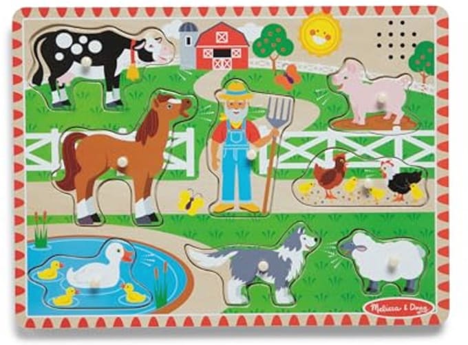 Houten Geluidenpuzzel Old MacDonald's Farm voor Peuters