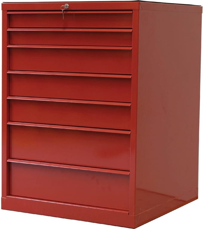 Rode ladekast – industrieel model – 7 laden – met cilinderslot MW Tools DERLK7