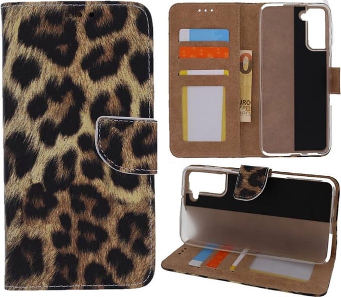 Portemonnee Book Case Hoesje Geschikt voor: Samsung Galaxy S22 Plus - Luipaard Print
