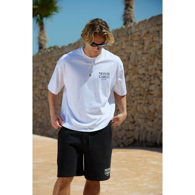 Oversized Monte Carlo T-shirt & Wijde Short Set | Black | Size Medium