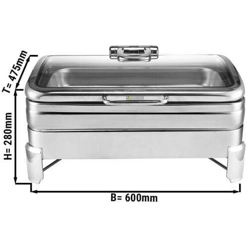 GGM Gastro Edelstahl Chafing Dish - GN 1/1 - mit Soft-Close-Glasdeckel Zilver