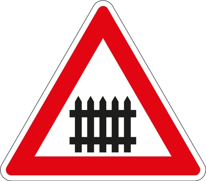 Bewaakte spoorwegovergang sticker, J10 150 mm